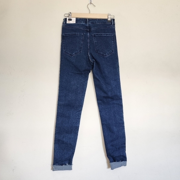 Zara High-Rise Racer Stripe Frayed Raw Hem Jeans size 6 NWT - Picture 3 of 8